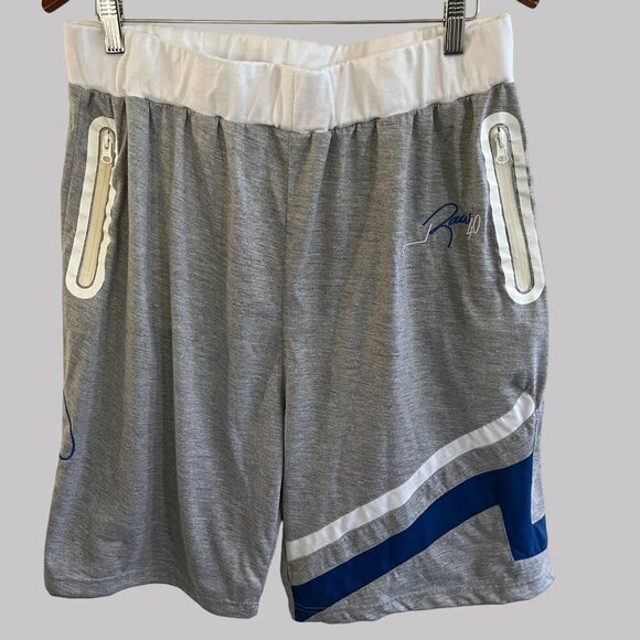 Basketball Hose Shorts Mens Size 32 Gray Baggy Zip Pockets Elastic Waist Pants - Picture 6 of 8